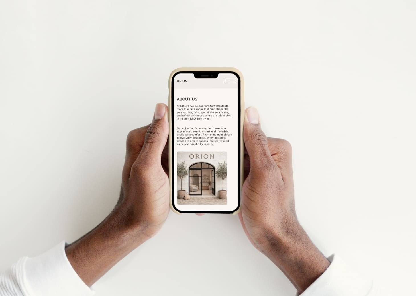Orion furniture e-commerce design detail